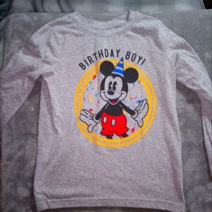 Disney birthday boy  size 5 mickey Disneyland long sleeve shirt
